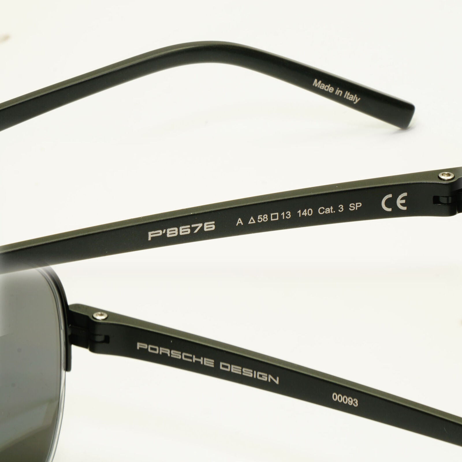 Porsche Design Silver Sunglasses Mirror Black Matte Fashion Pilot Mens P8676 A