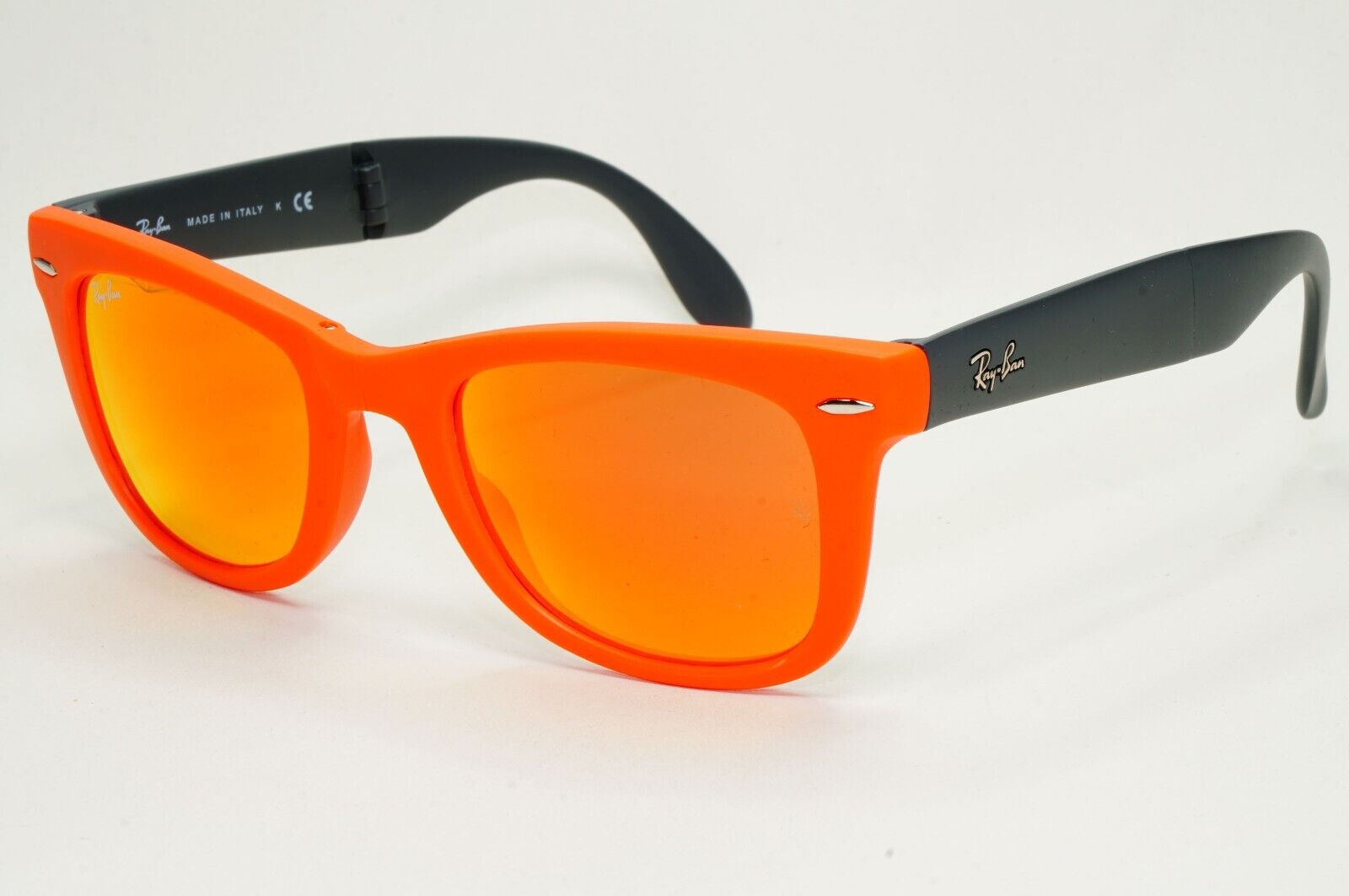 Ray-Ban Sunglasses Folding Wayfarer Orange Mirror Black Matte RB 4105 6019/69