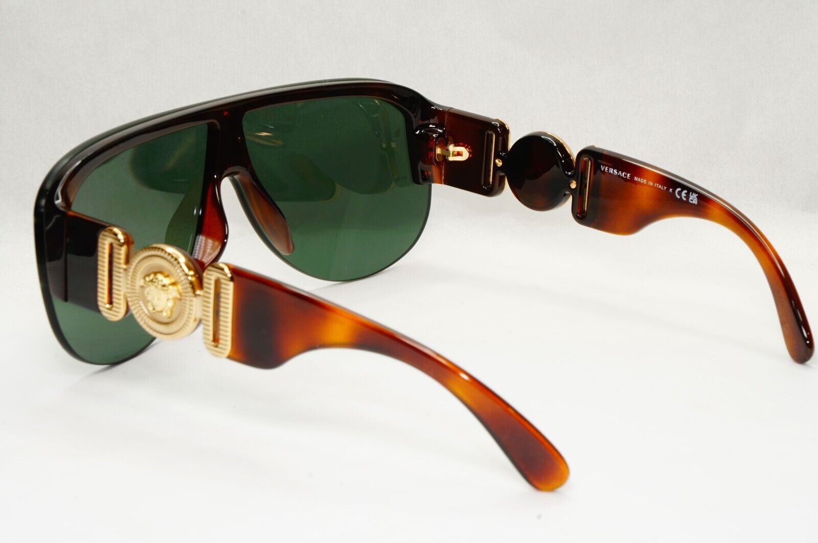 Versace Sunglasses Medusa Shield Brown Gold Green Visor MOD 4391 5317/71