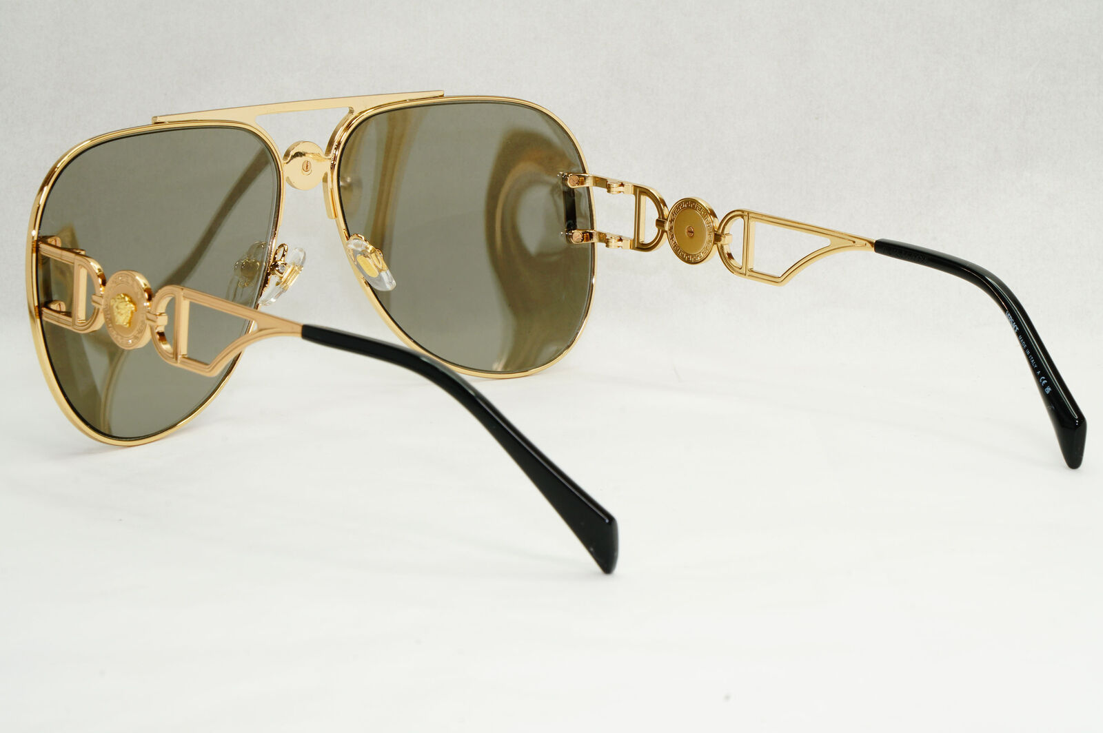 Versace Sunglasses Gold Silver Mirror Medusa Metal Pilot MOD VE 2255 1002/6G