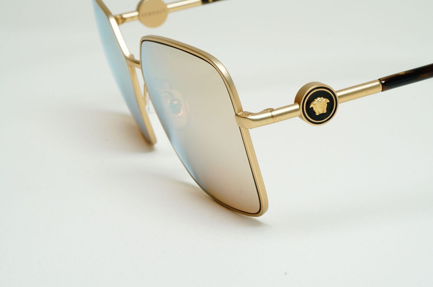 Versace Sunglasses Gold Mirror Brown Square Medusa MOD VE 2227 1410/5A 59mm