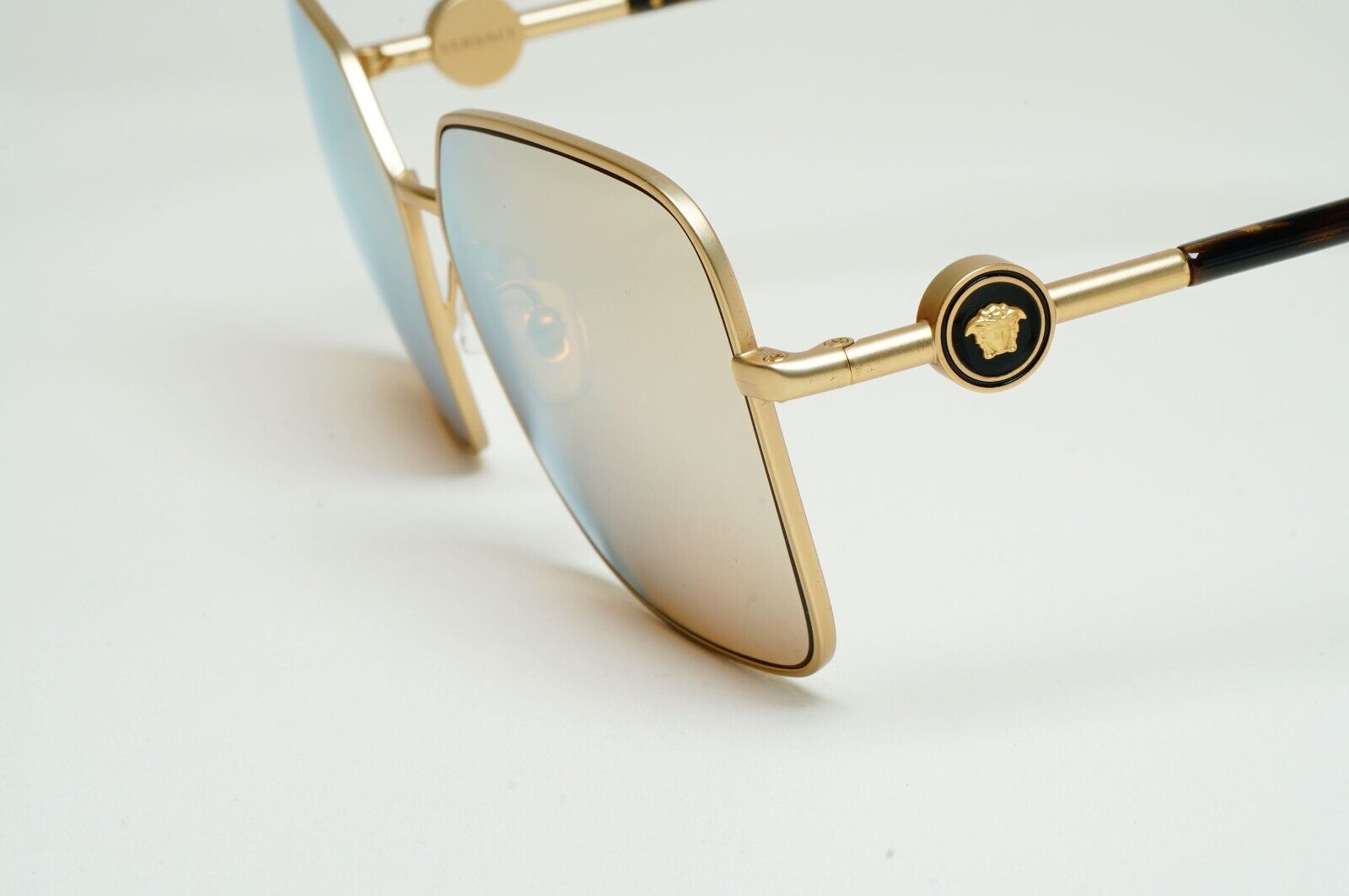 Versace Sunglasses Gold Mirror Brown Square Medusa MOD VE 2227 1410/5A 59mm