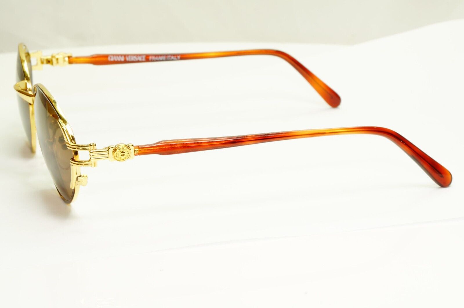 Gianni Versace 1995 Vintage Sunglasses Gold Medusa Brown MOD G23 COL 14L A