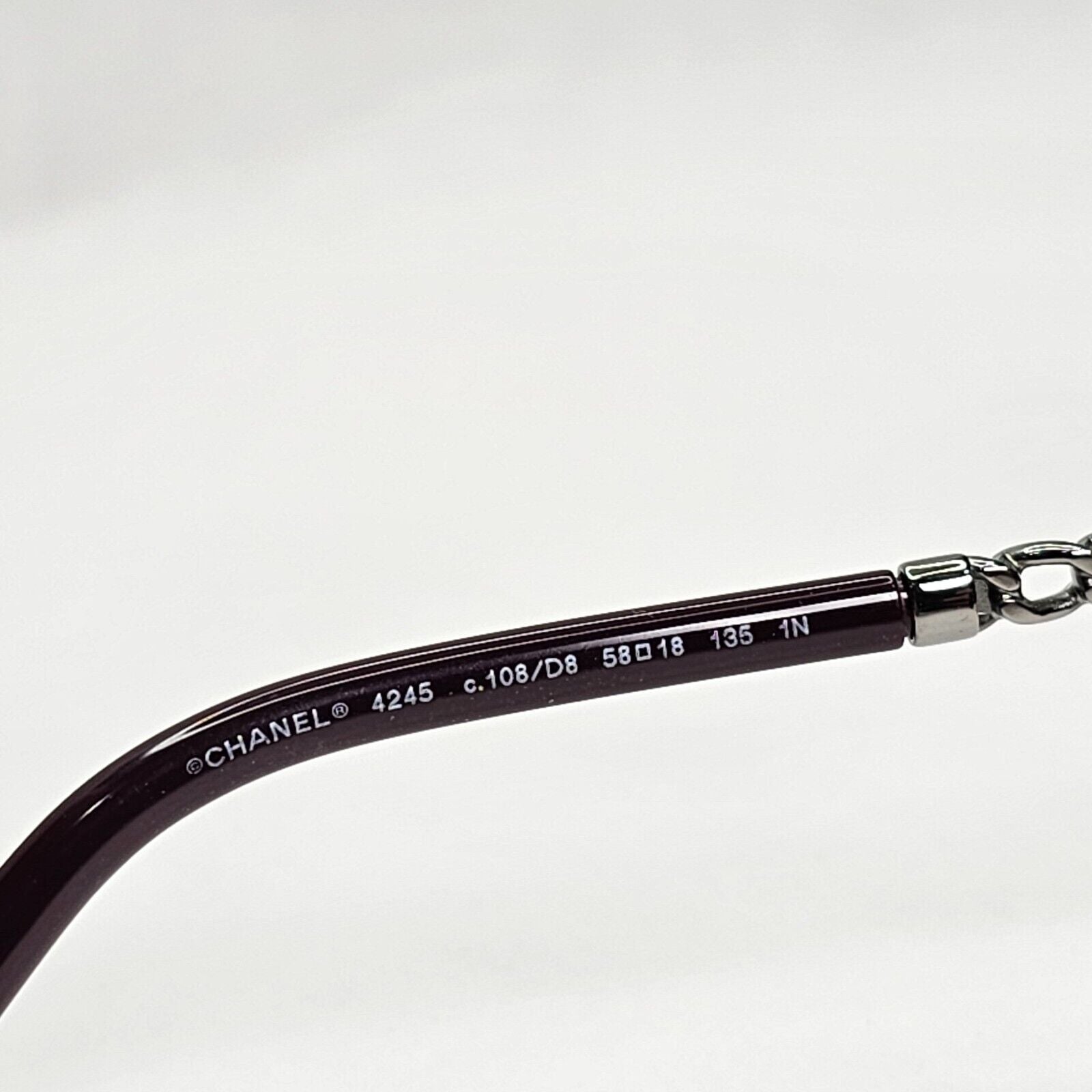 Chanel Sunglasses Chain Round Pink Red Burgundy Silver 4245 C.108/D8 041223 [B]