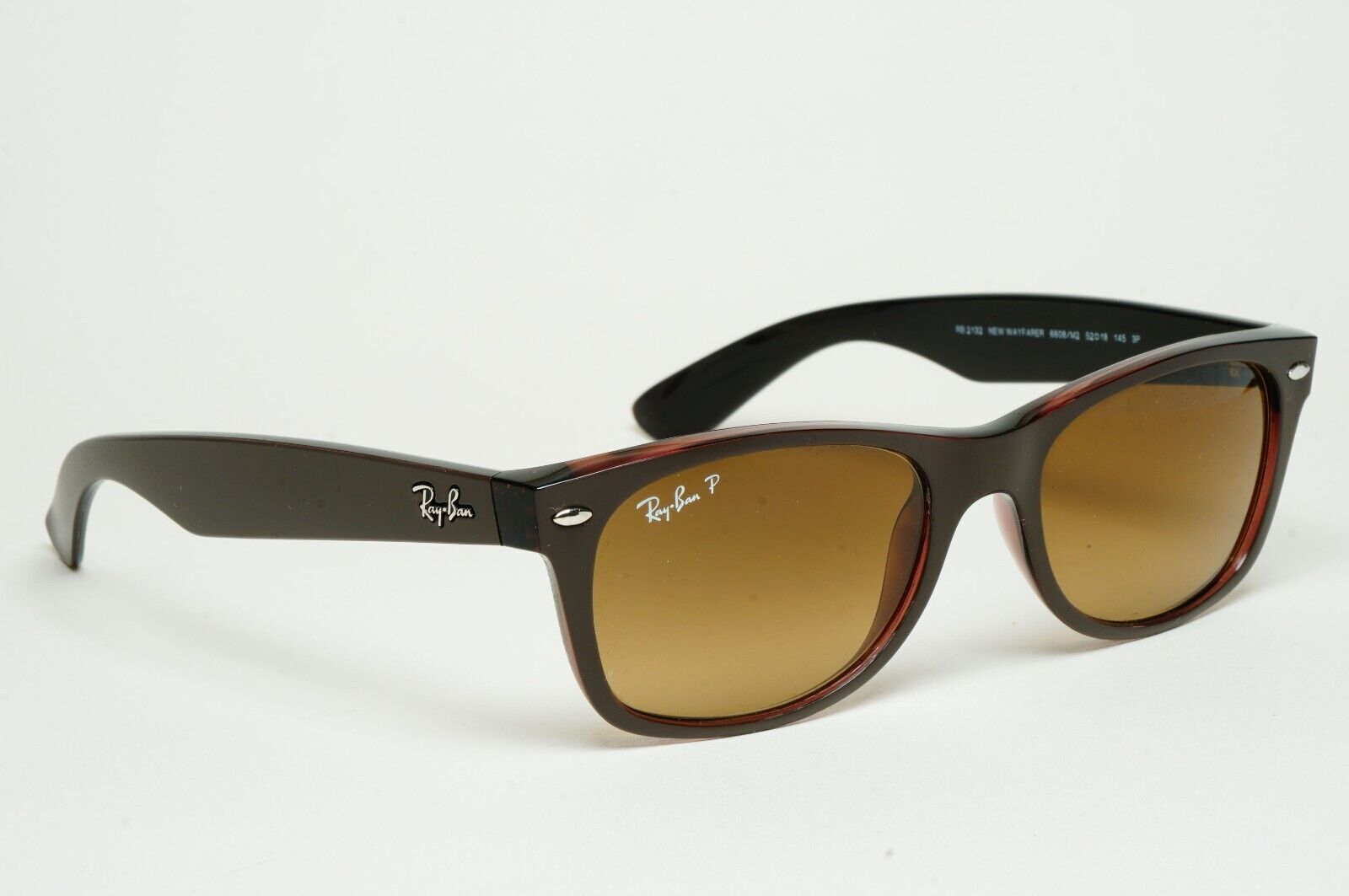 Ray-Ban Sunglasses Polarised New Wayfarer Brown Matte RB 2132 6608/M2 52mm