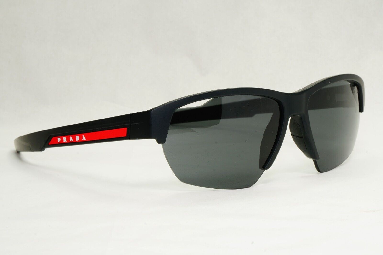 Prada Sunglasses Black Matte Wrap Grey Lens Vents PS03YS SPS 03Y 1BO-06F 64mm