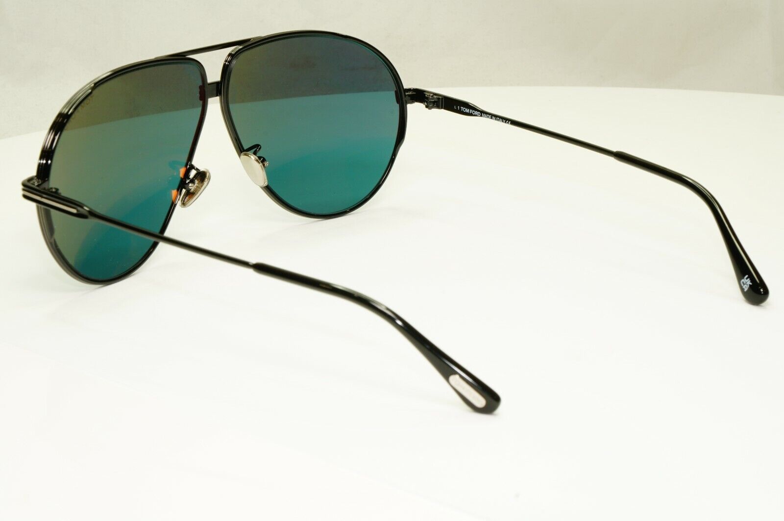 Tom Ford Black Sunglasses Pilot Green Metal Large 64mm Fashion Jet TF 734-H 01N 