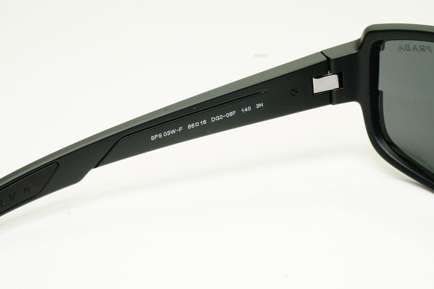 Prada Black Sunglasses Rectangle Rubber Red Stripe Sport PS03WFS SPS 03W DG0-06F