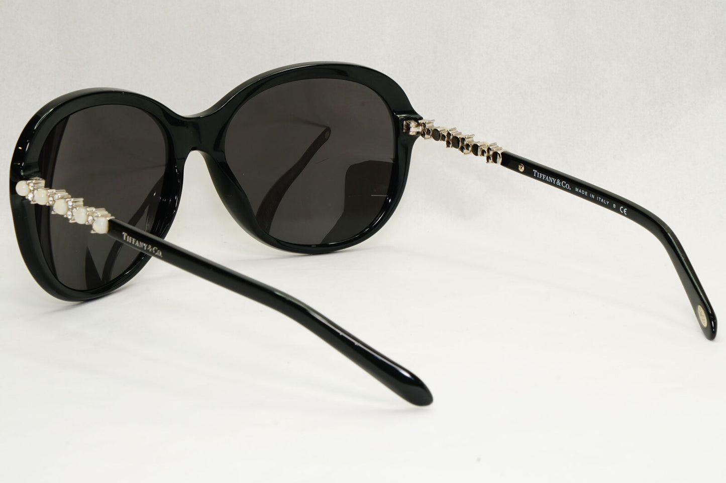 Tiffany & Co Sunglasses Black Pearl Crystal Silver TF 4104-H-B 8001/9S 050124