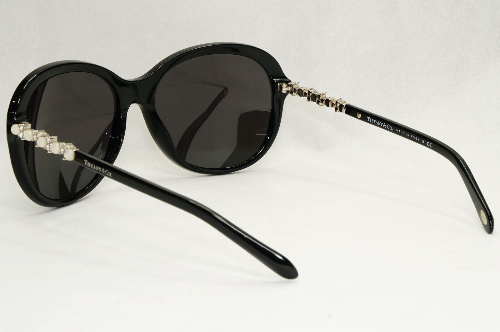 Tiffany & Co Sunglasses Black Pearl Crystal Silver TF 4104-H-B 8001/9S 050124