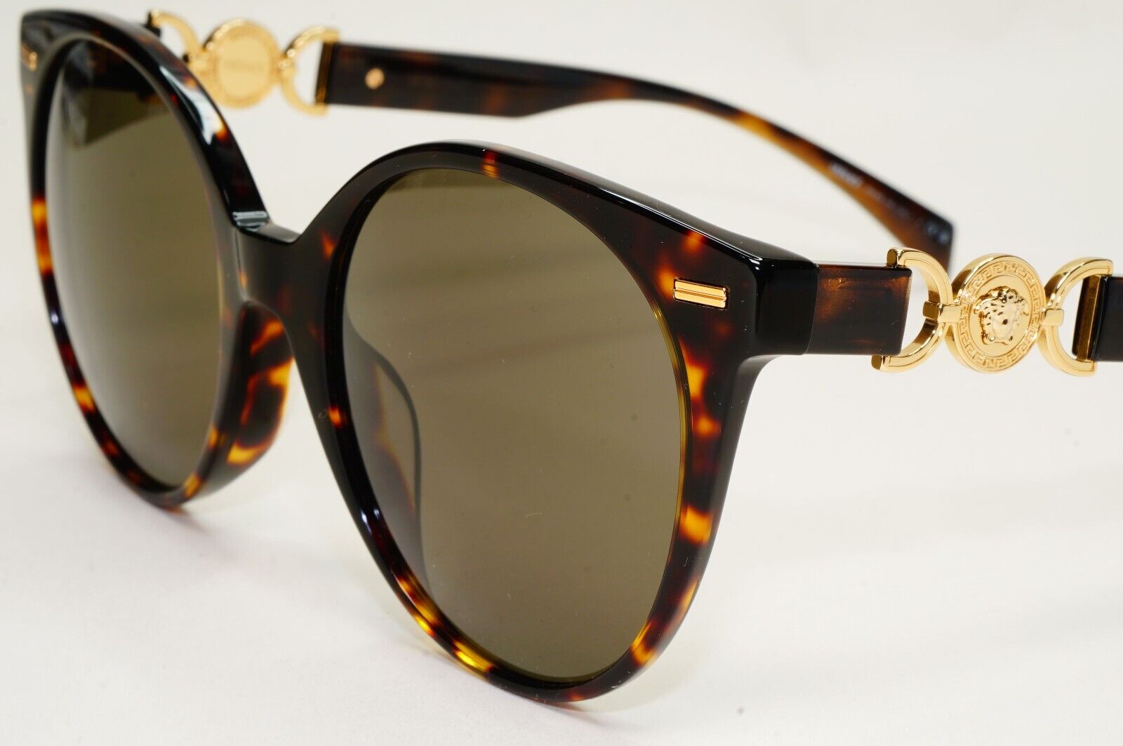 Versace Sunglasses Brown Havana Gold Round Lens Oversized MOD VE 4442-F 108/3