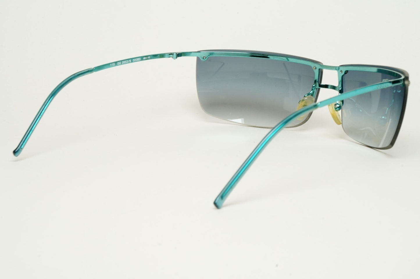 Gucci Sunglasses 2003 Vintage Wrap Teal Blue Rimless GG 2653/S 000BD 070325