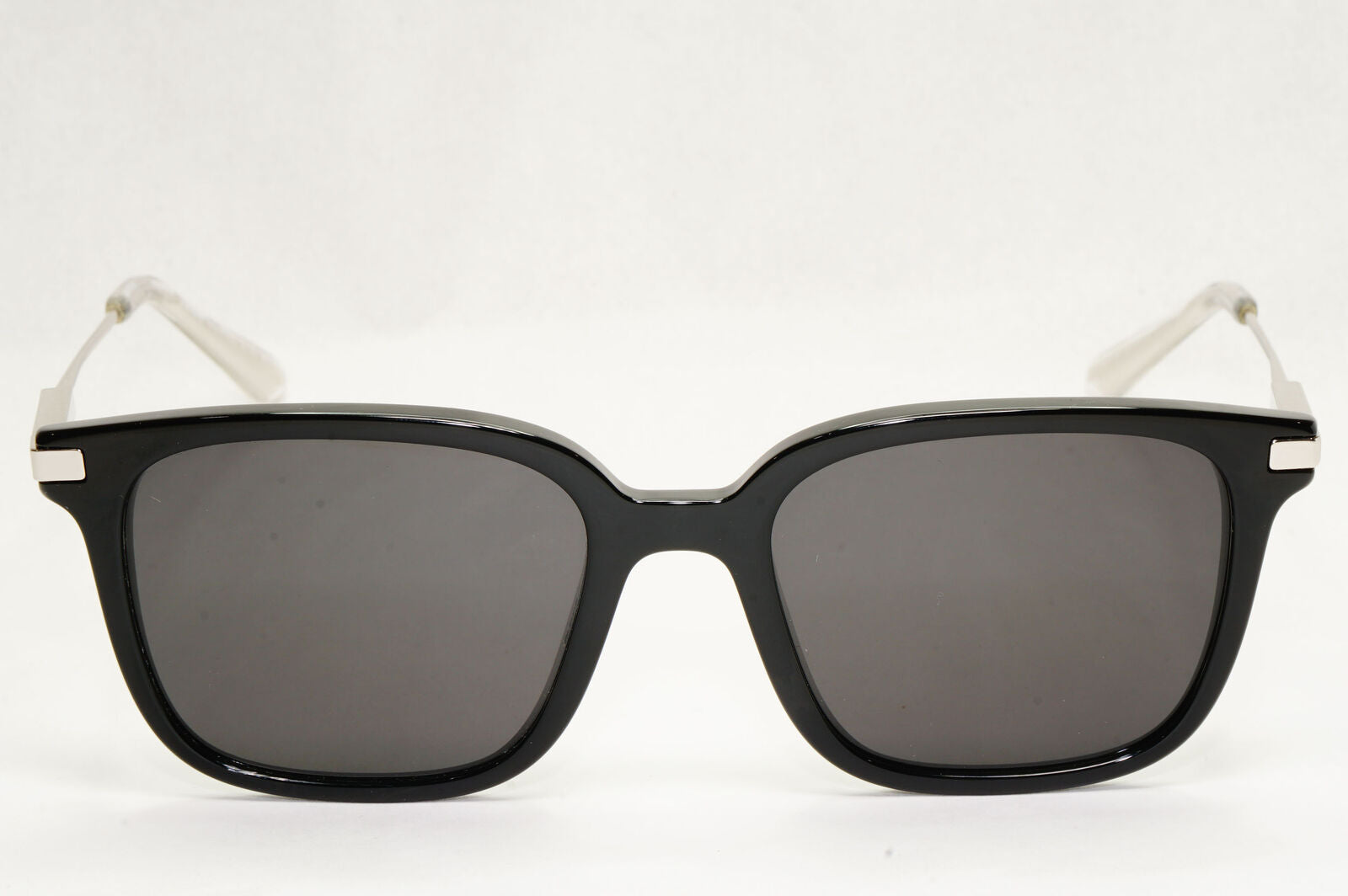Prada Sunglasses Black Silver Square Glossy Fashion PR04ZV VPR 04Z 1AB-1O1 50mm