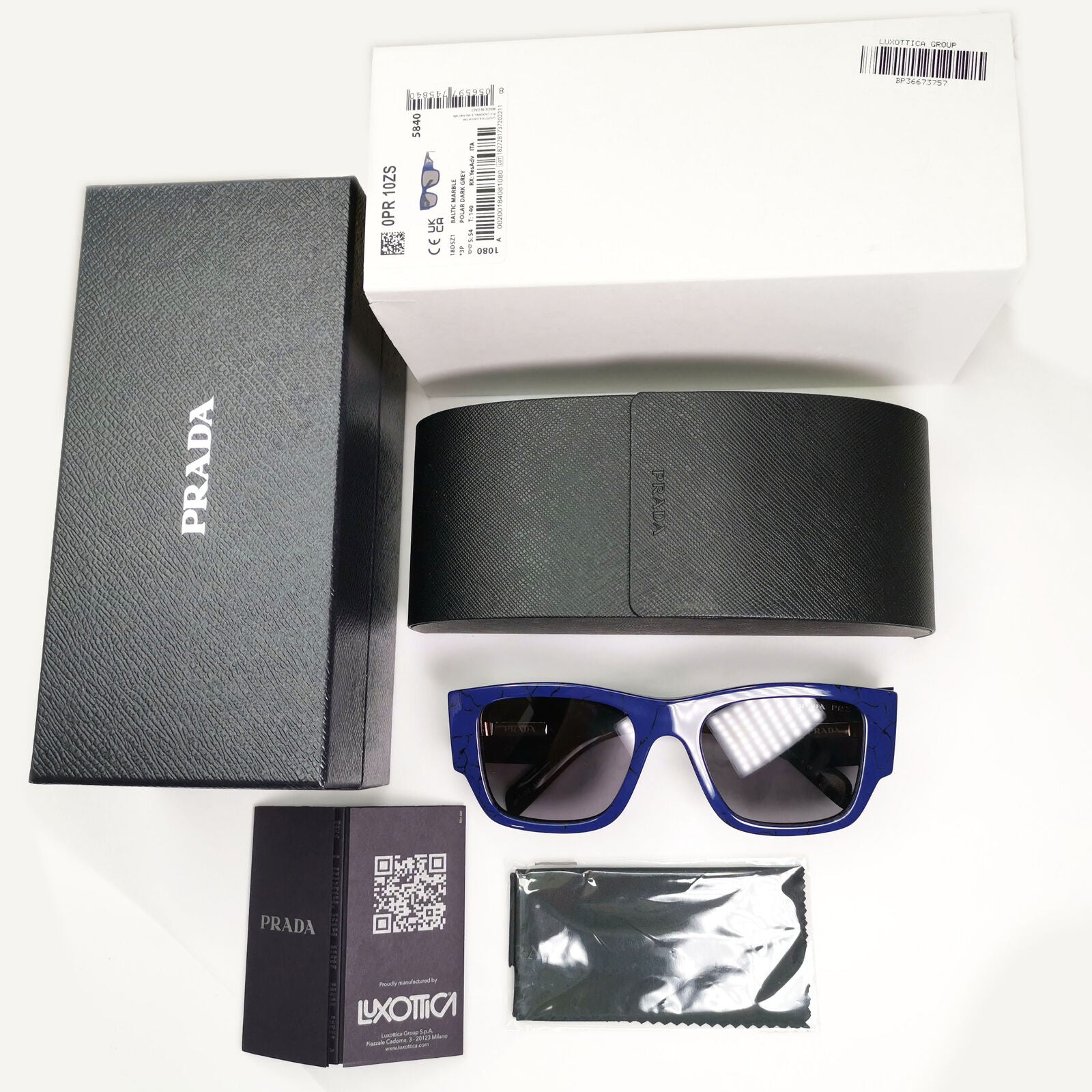 Prada Triangle Sunglasses Black Blue Polarized PR10ZS SPR 10Z 18D-5Z1