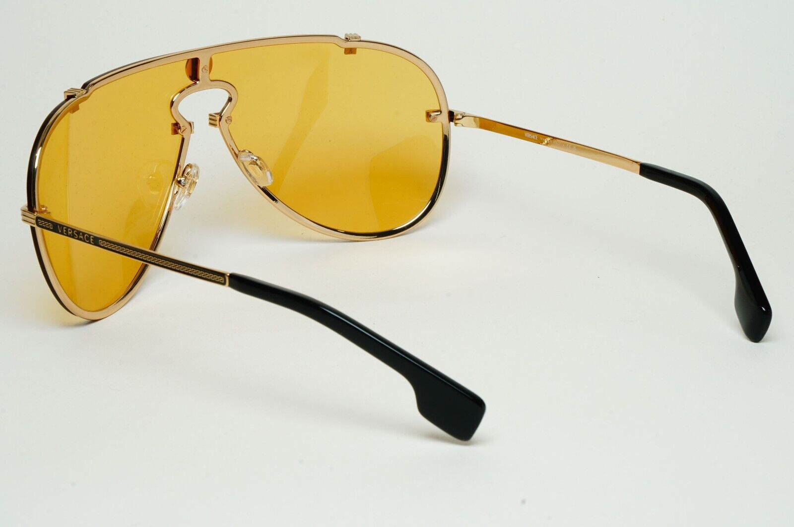 Versace Sunglasses Gold Yellow Pilot Shield Medusa Visor MOD VE 2243 1002/85