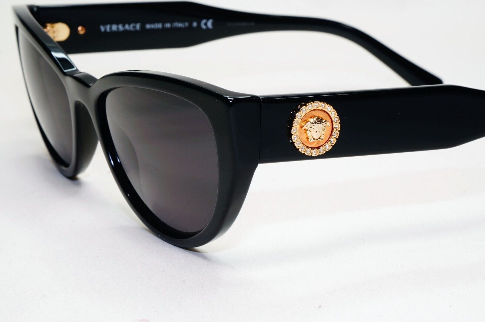 Versace Sunglasses Black Gold Medusa Cat Eye MOD VE 3280-B GB1 53mm