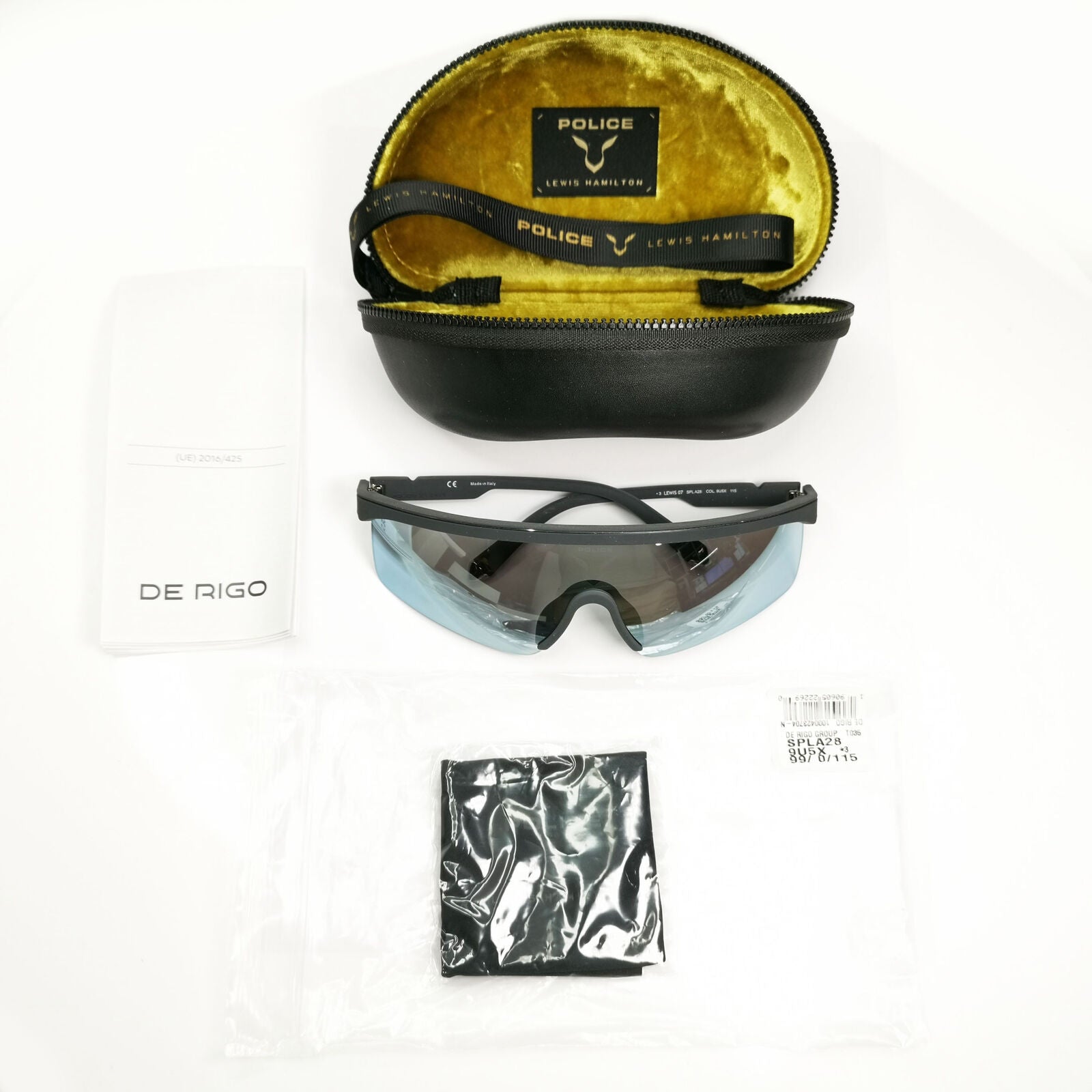 Police Lewis Hamilton F1 Sunglasses Black Silver Mirror Shield SPL A28 COL9U5X