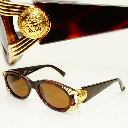 Gianni Versace 1996 Mens Vintage Brown Gold Medusa Sunglasses MOD 423 COL 900