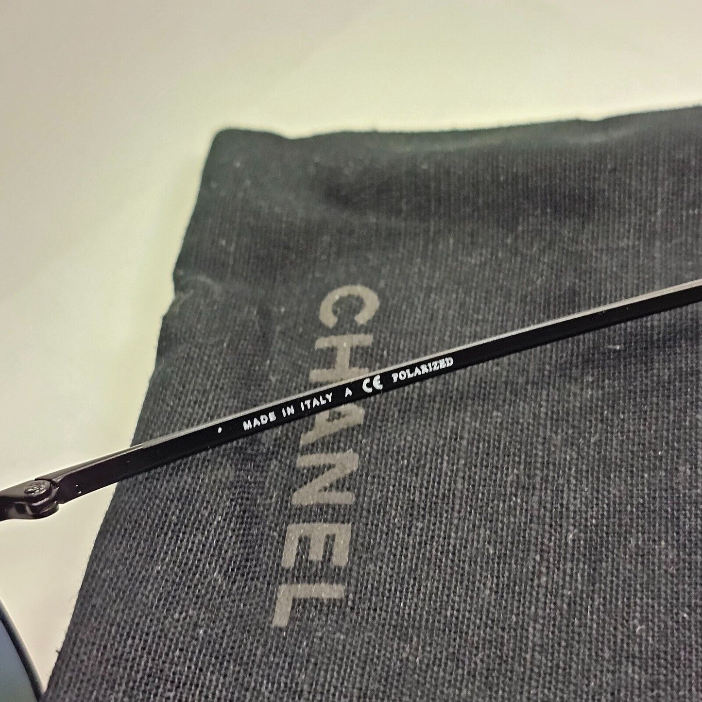 Chanel Black Polarized Sunglasses Round Metal Pilot Grey 4232 c.101/T8