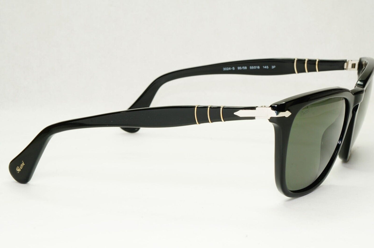 Persol Sunglasses 2012 Capri Polarized Black Grey Green Square 3024-S 95/58 55mm