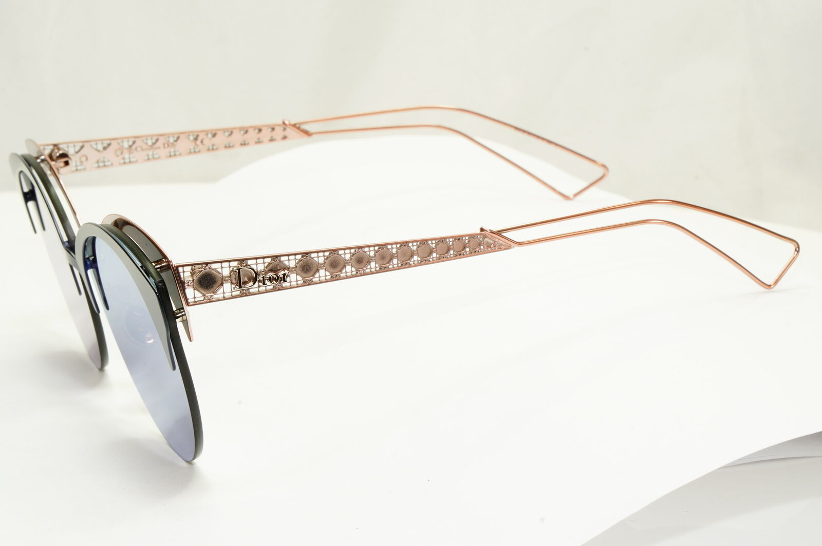 Authentic Dior Womens Mirror Metal Sunglasses Black Blue Gold Diorama Club FBXA4