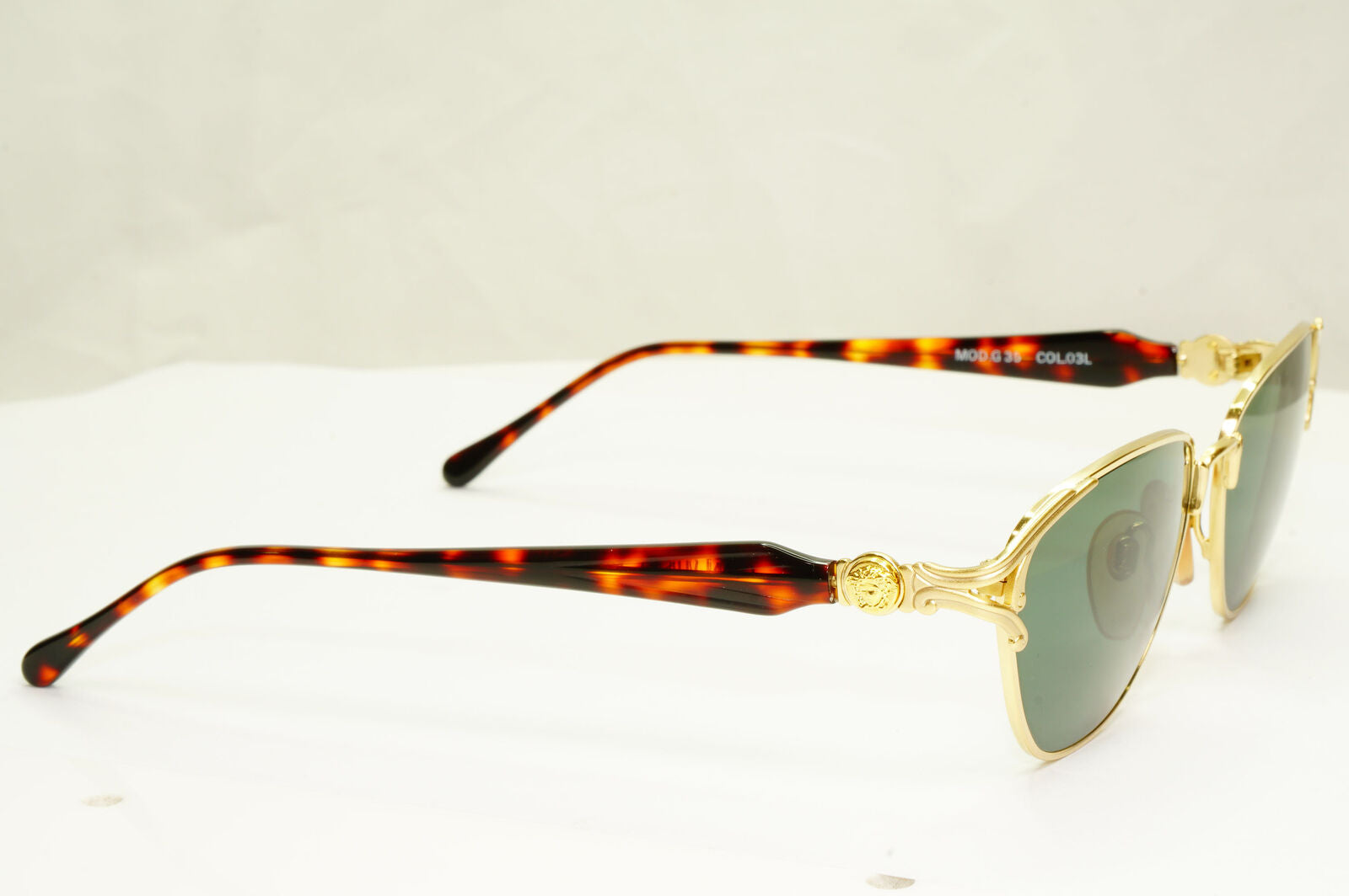 Gianni Versace 1995 Vintage Gold Medusa Green Brown Sunglasses MOD G35 COL 03L B