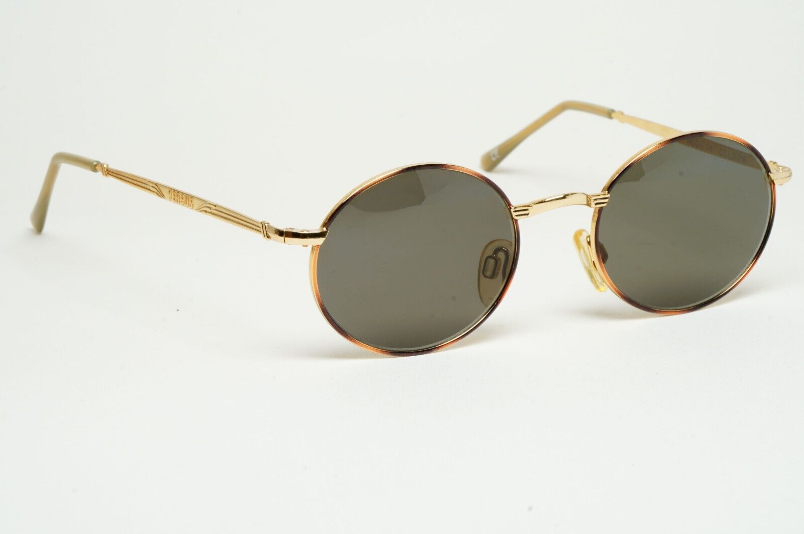 Versus Sunglasses 1996 by Gianni Versace Vintage Round Gold MOD E74 COL 07M