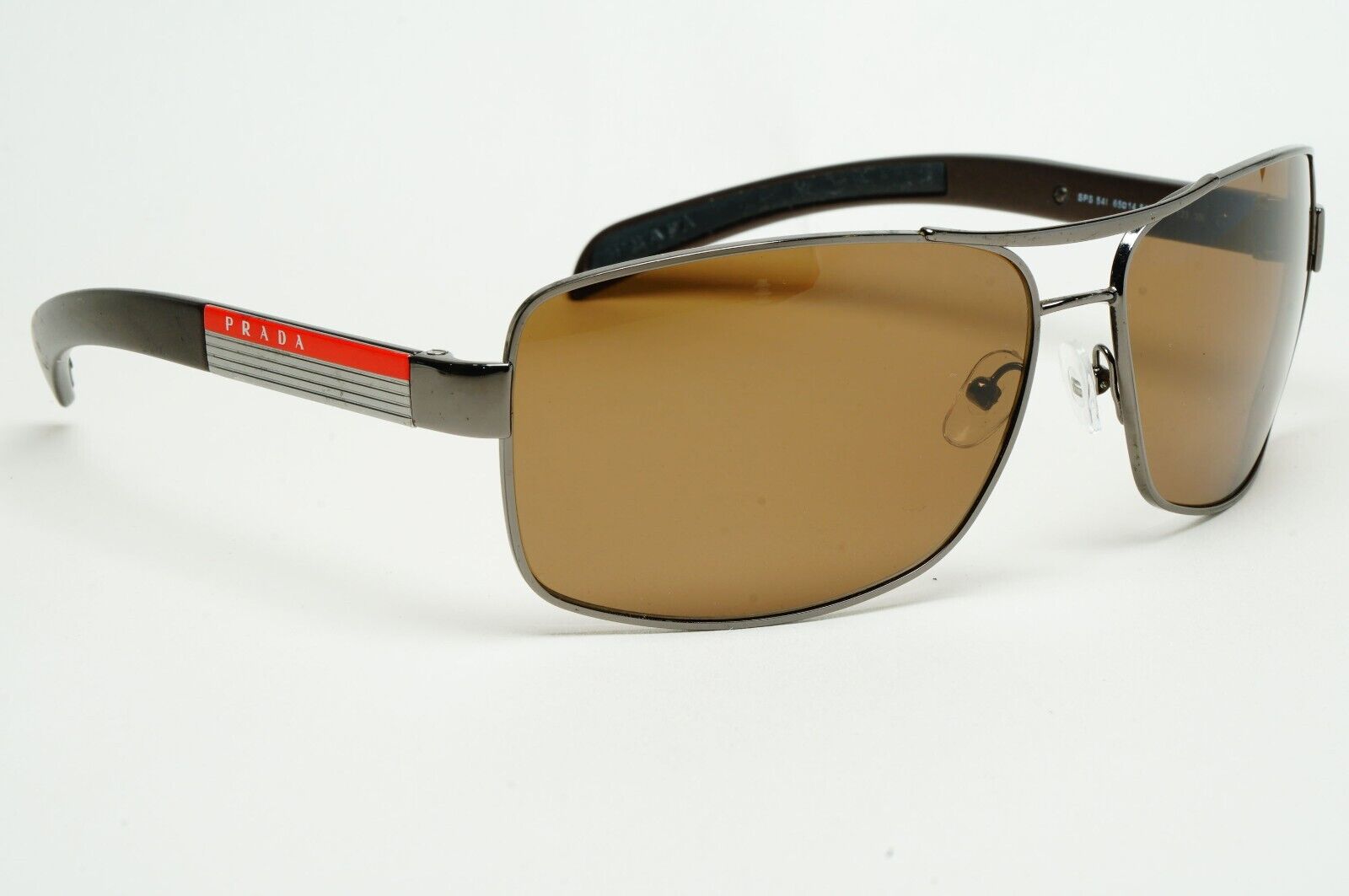 Prada Sunglasses Brown Gunmetal Wrap Navigator PS54IS SPS 54I 5AV-6S1 231124