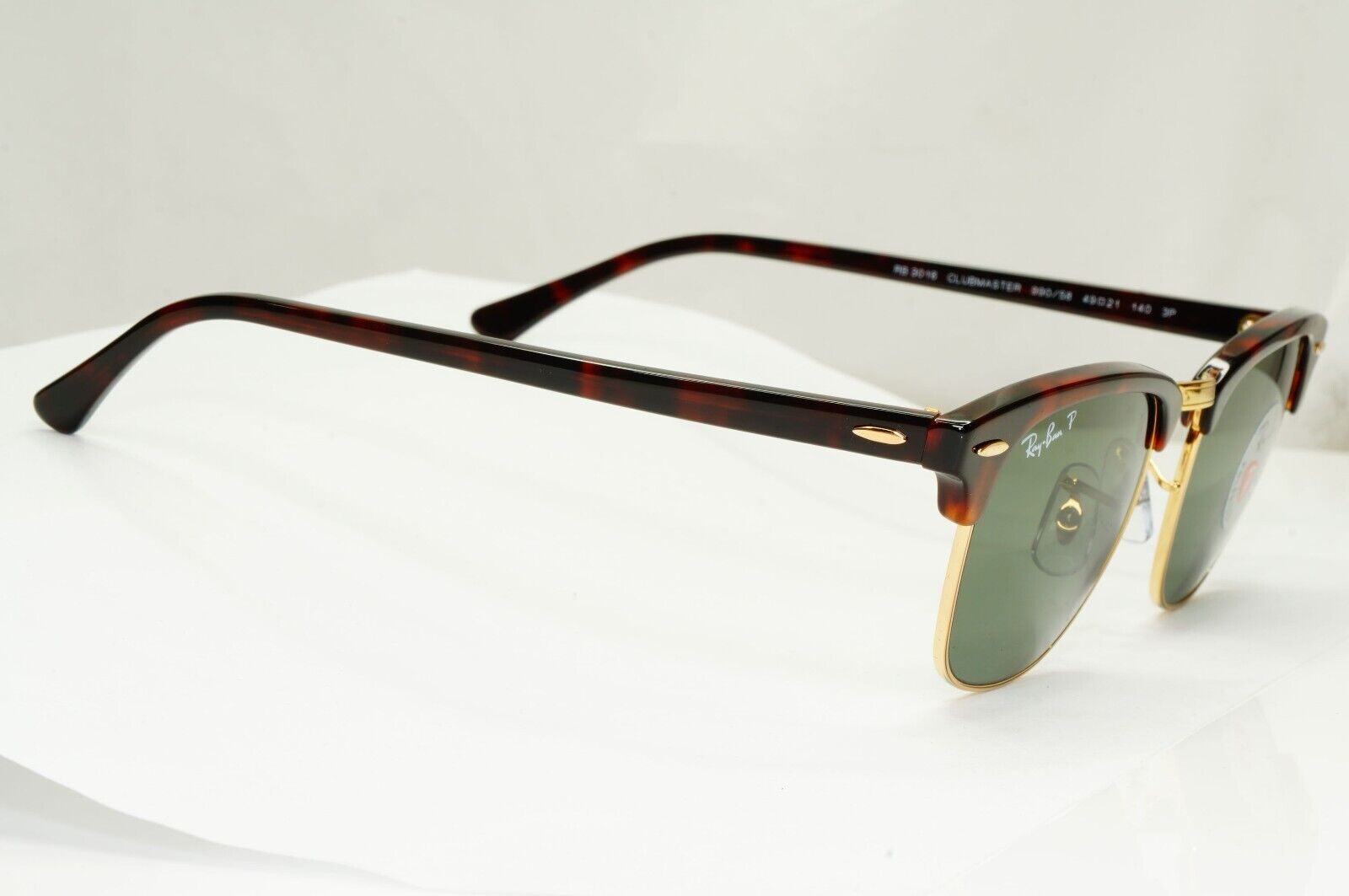 Ray-Ban Sunglasses Clubmaster Polarised Brown Tortoise Green RB 3016 990/58 49mm