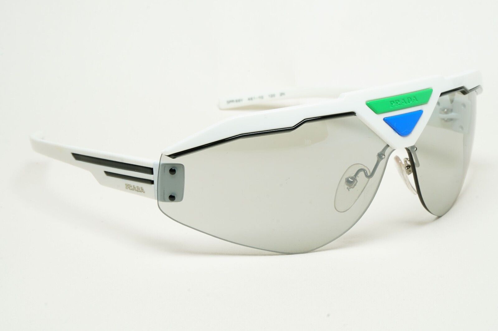 Prada Sunglasses Triangle White Shield Catwalk PR69VS SPR 69V 461-1I2 [b] 231124