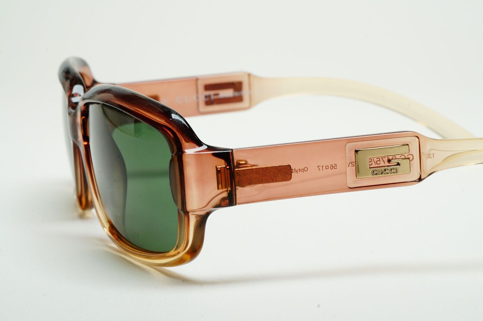 Gucci Sunglasses 1998 Vintage Brown Honey Transparent Green GG 2475/S T2V 110225