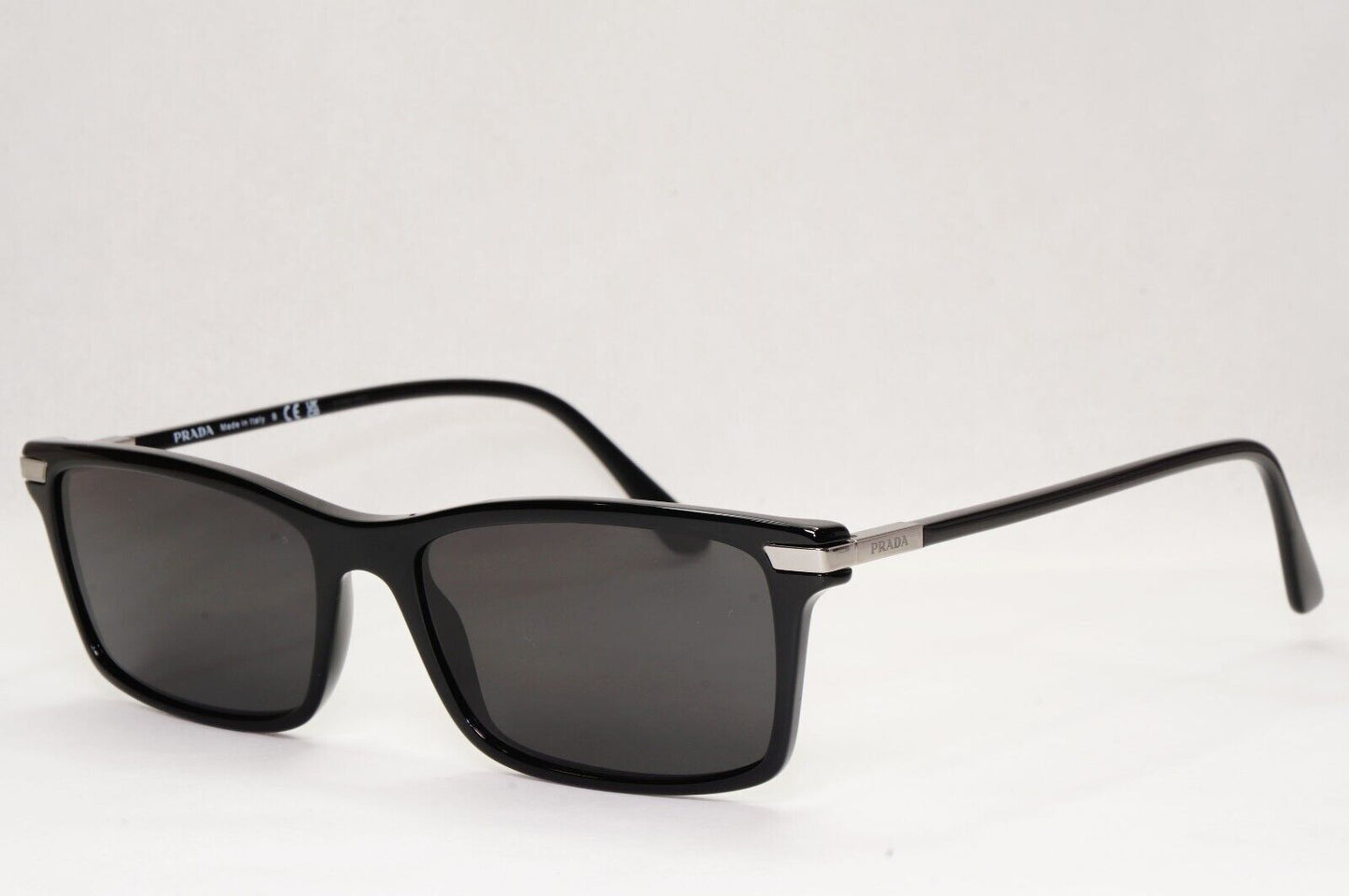 Prada Sunglasses Black Square Glossy Fashion PR03YV VPR 03Y 1AB-1O1 56mm