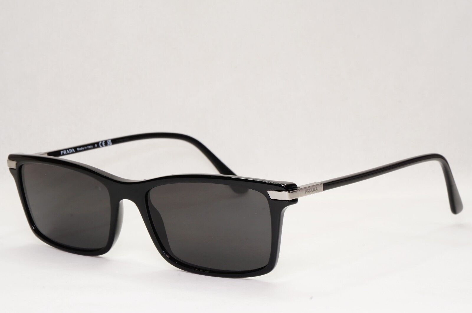 Prada Sunglasses Black Square Glossy Fashion PR03YV VPR 03Y 1AB-1O1 56mm