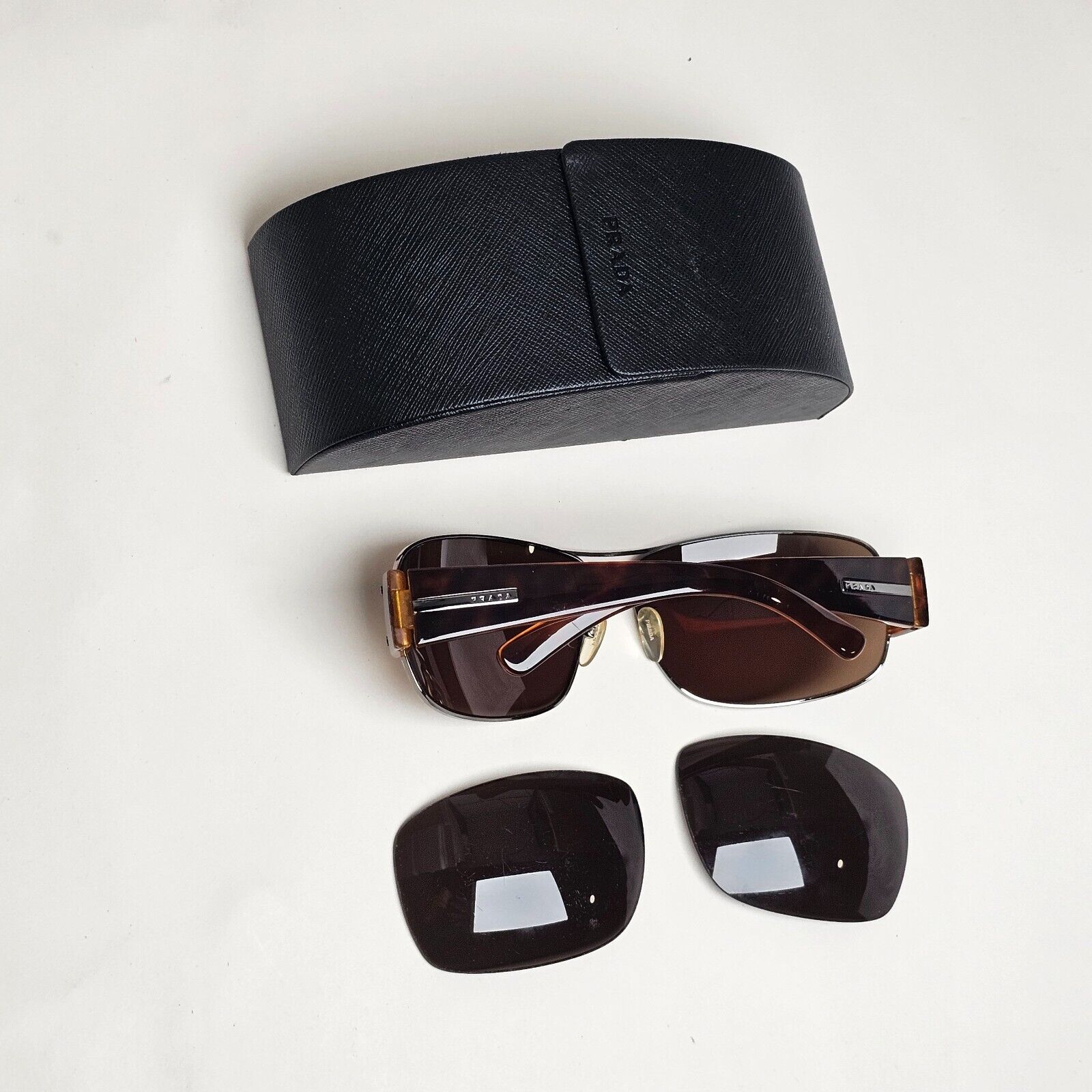 Prada Sunglasses 2005 Vintage Brown Pilot Wrap PR61GS SPR 61G 5AV-5G1 310125
