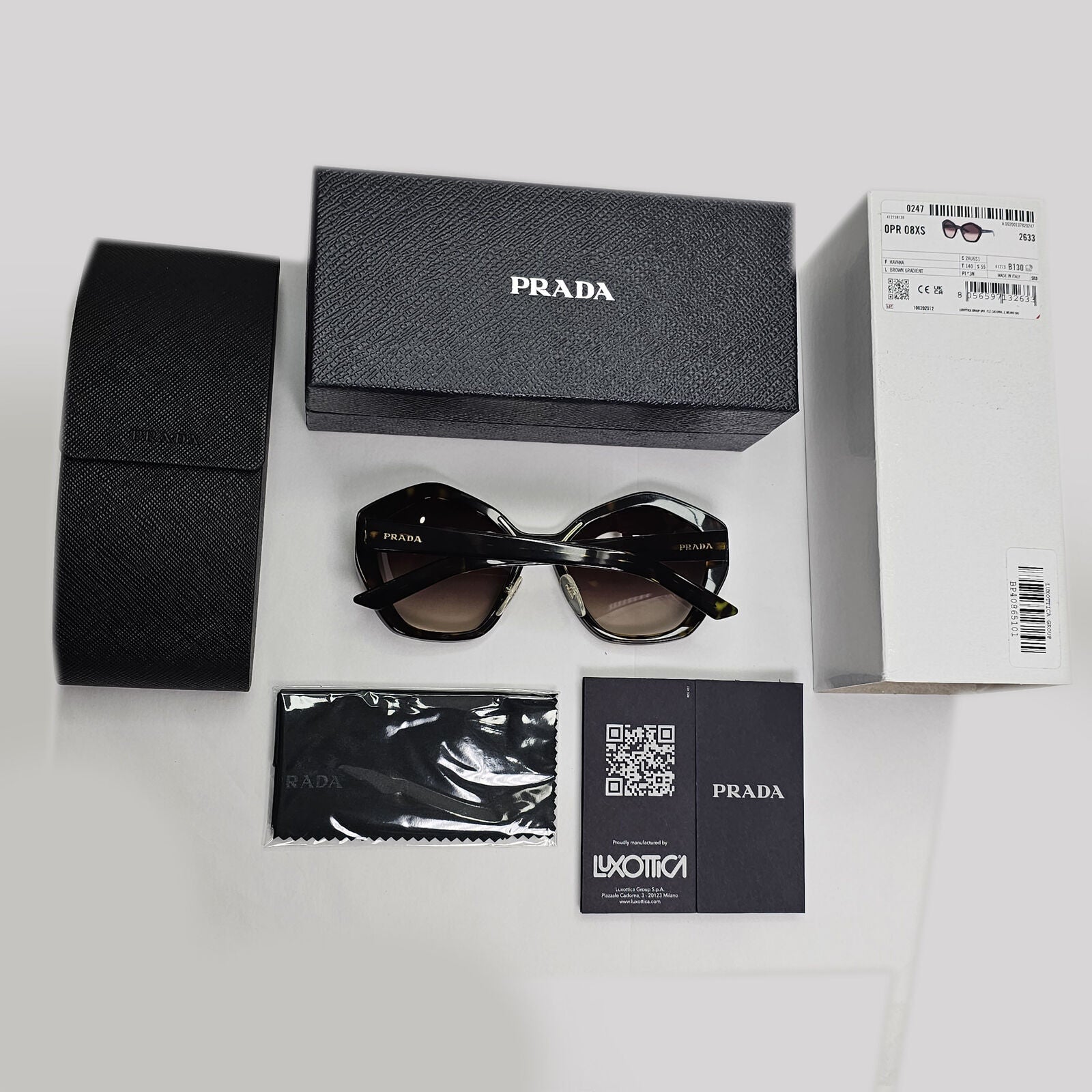 Prada Sunglasses Brown Tortoise Angular Gradient PR08XS SPR 08X 2AU-6S1 58mm
