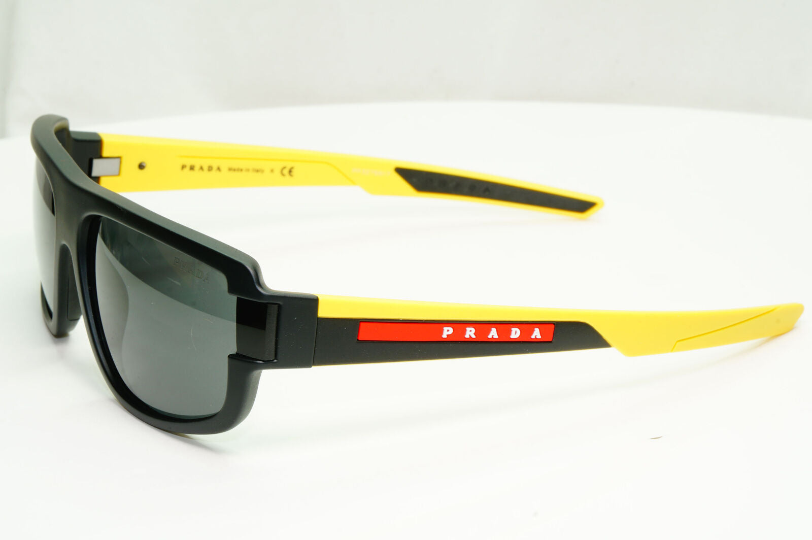 Prada Black Yellow Sunglasses Rectangle Red Stripe PS03WS SPS 03W 08W-06F