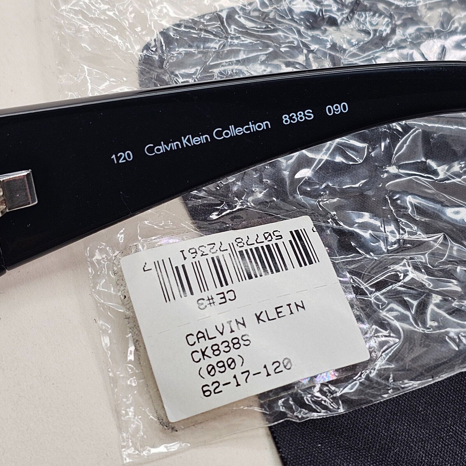Calvin Klein Sunglasses 2005 Vintage Black Grey Wrap Retro 838S 090 121124