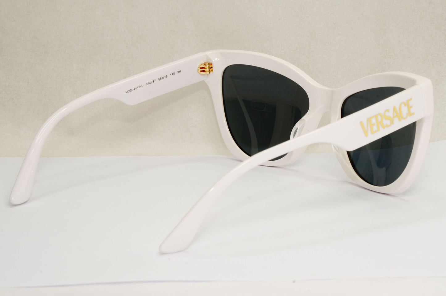 Versace Sunglasses White Gold Cat Eye Grey MOD VE 4417-U 314/87