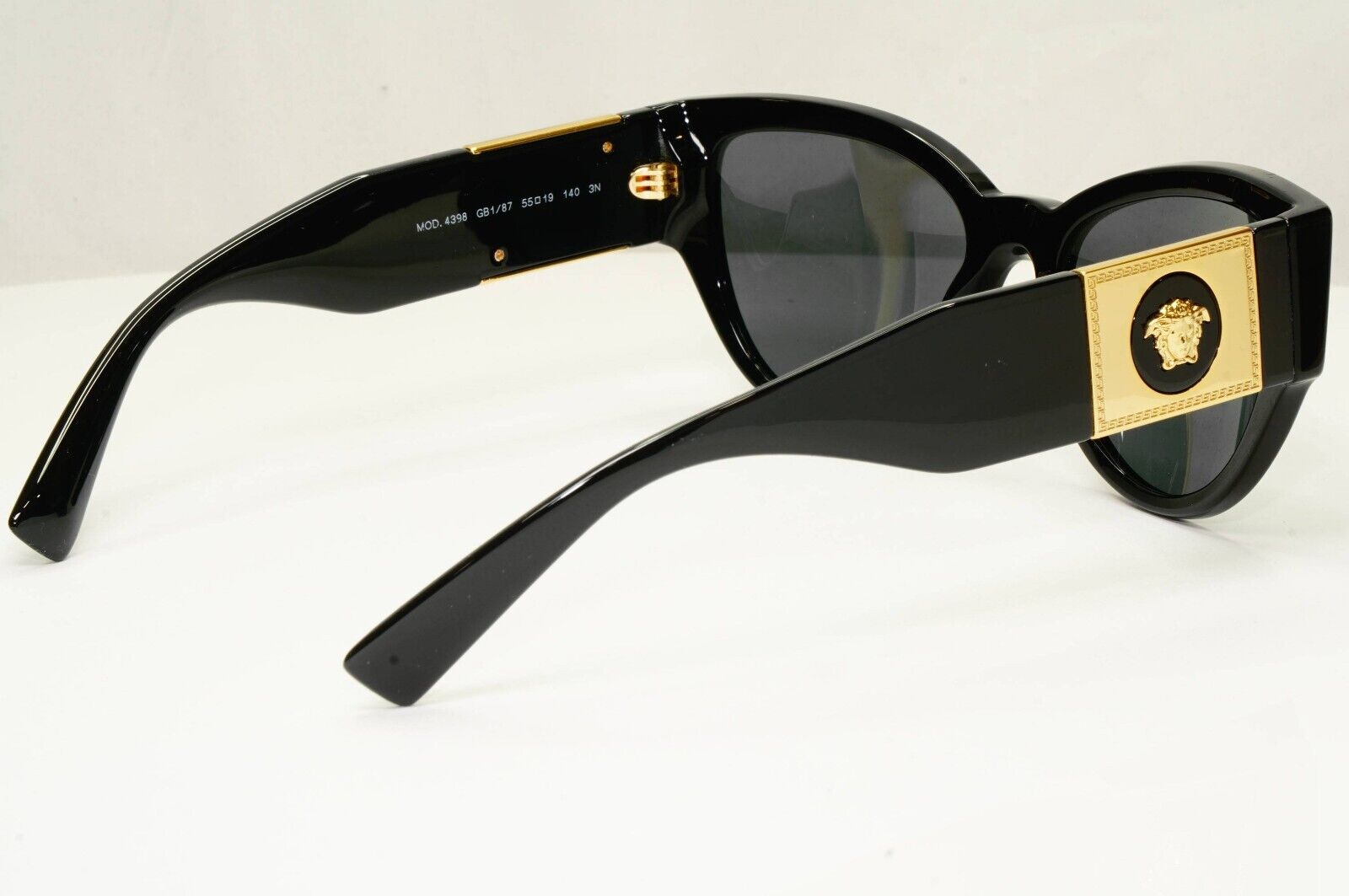 Versace Sunglasses Black Gold Medusa Glossy Square MOD VE4398 GB1/87