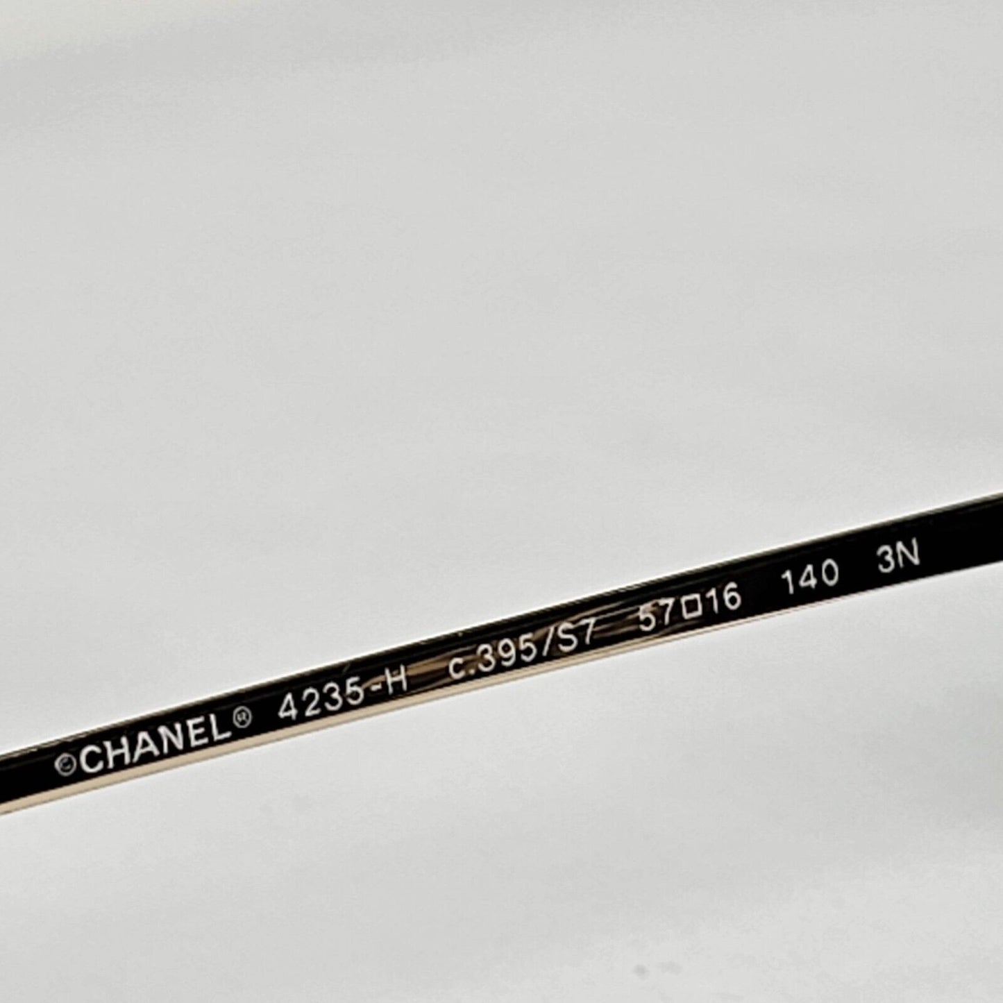 Chanel Sunglasses Gold Pearl Square Metal Pale Brown Green 4235-H C395/S7 041223