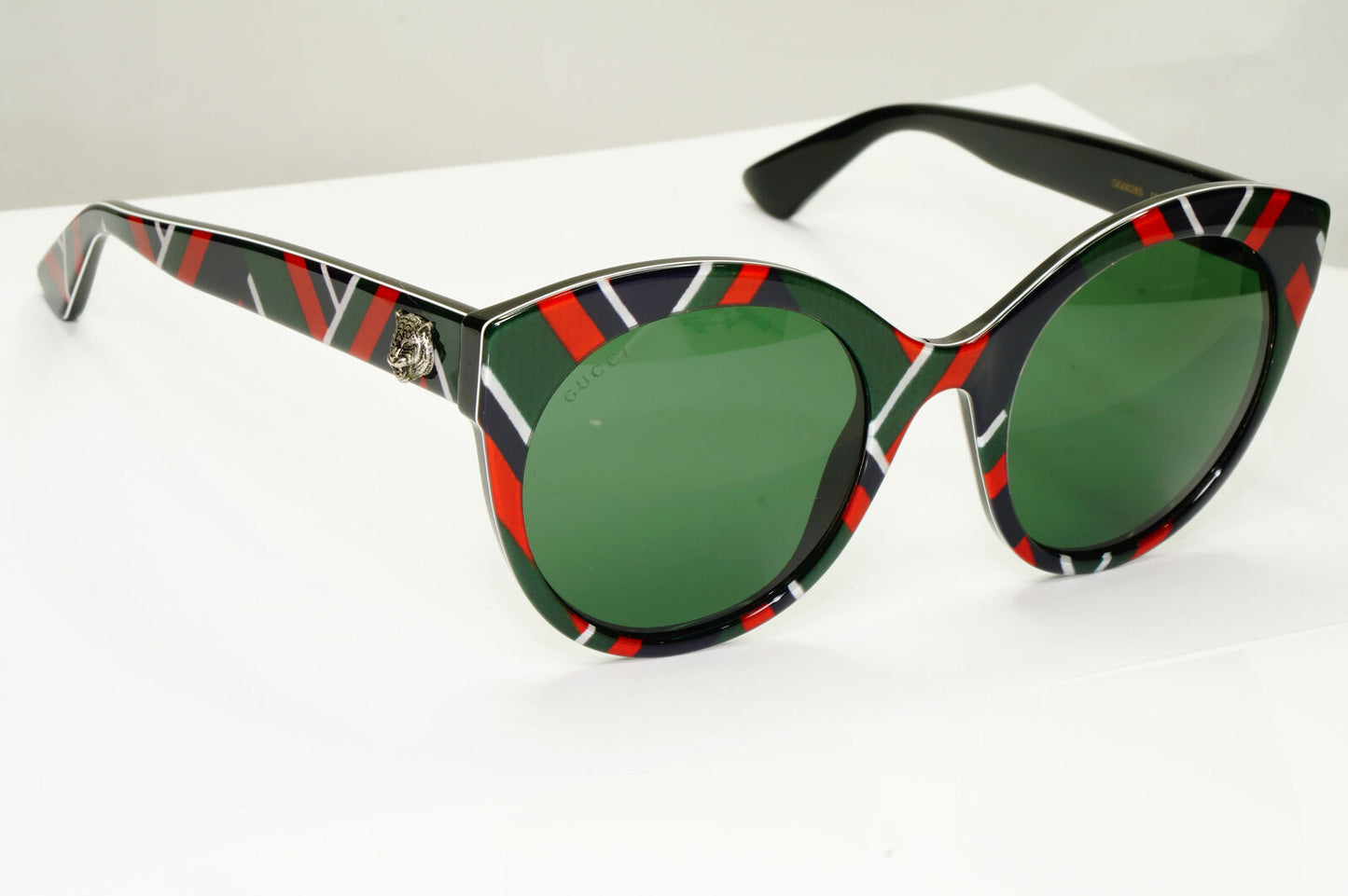 Gucci 2016 Sunglasses Black Green Tiger Oversized Square GG 0028S 010 160123