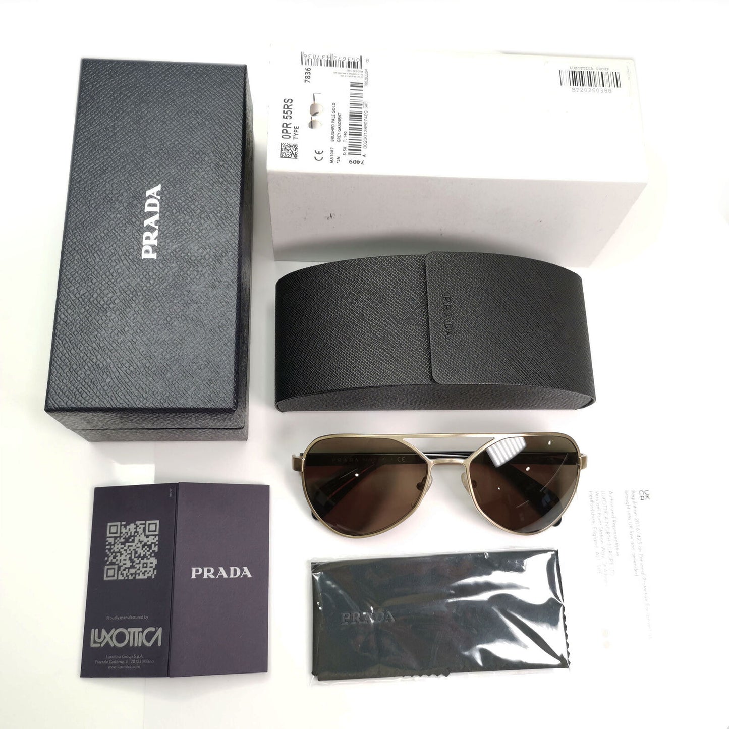 Prada Gold Black Pilot Sunglasses Green Mens Fashion PR55RS SPR 55R MA1-0A7