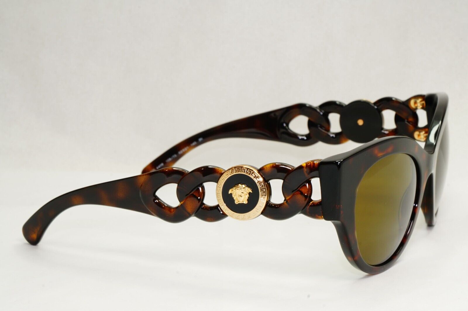 Versace Sunglasses Chain Dark Brown Tortoise Medusa Gold MOD VE 4408 108/73 52mm