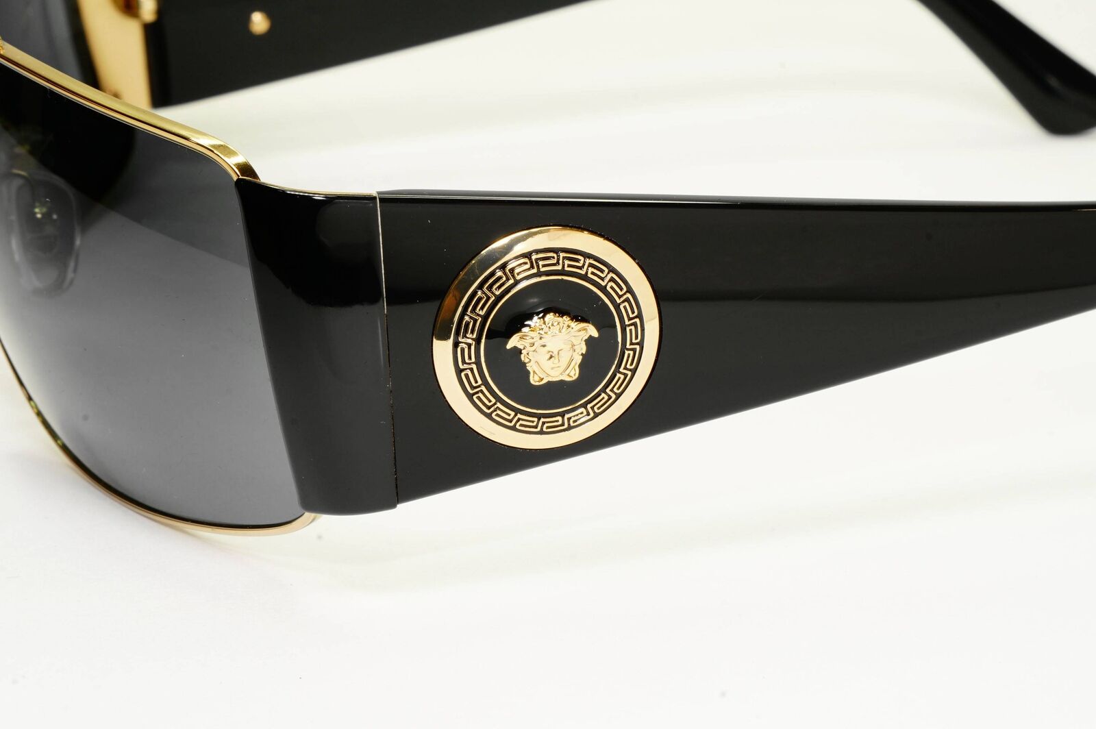 Versace Sunglasses Black Gold Medusa Square Metal MOD VE 2163 1002/87