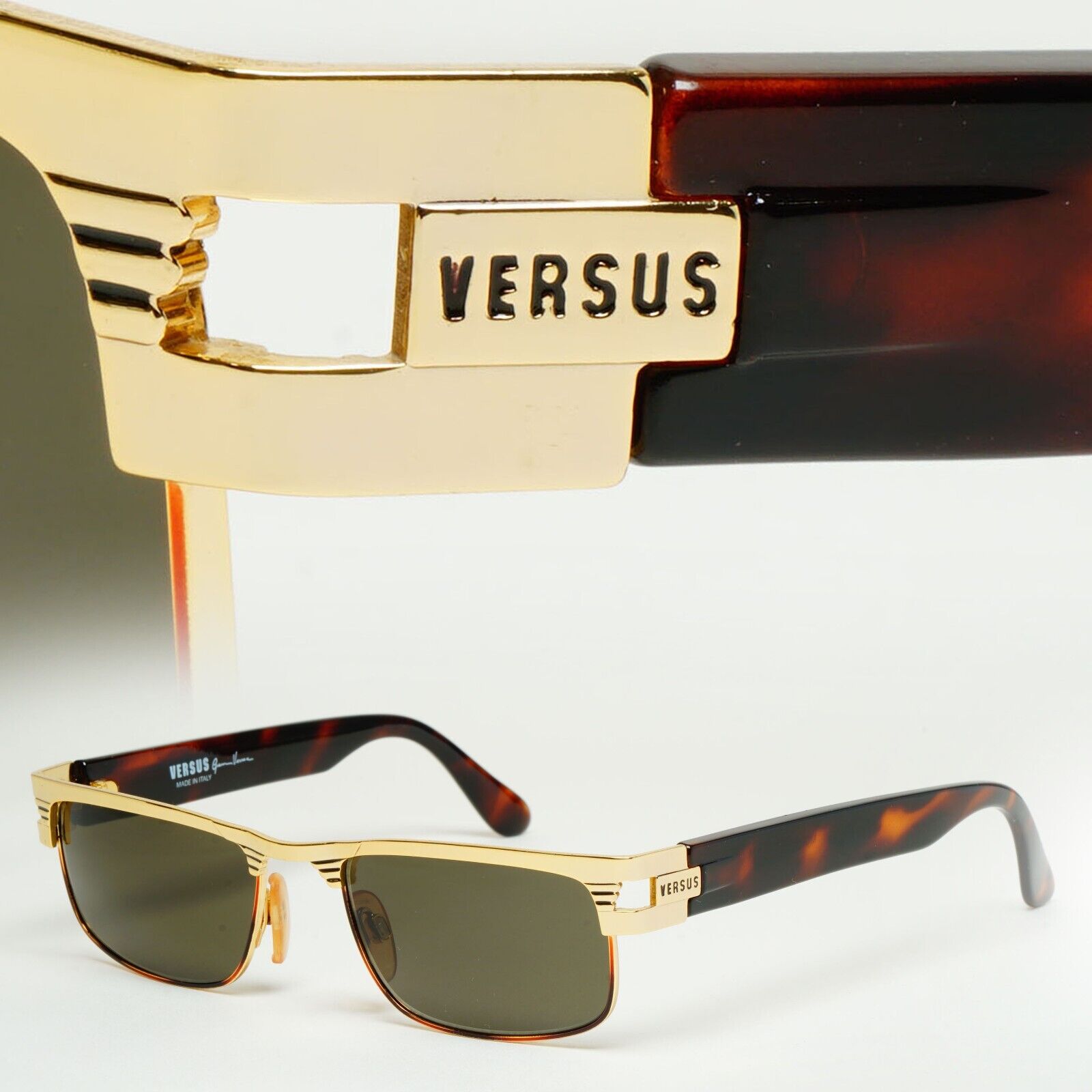 Versus Sunglasses 1996 by Gianni Versace Vintage Gold Grey MOD F26 COL 36M