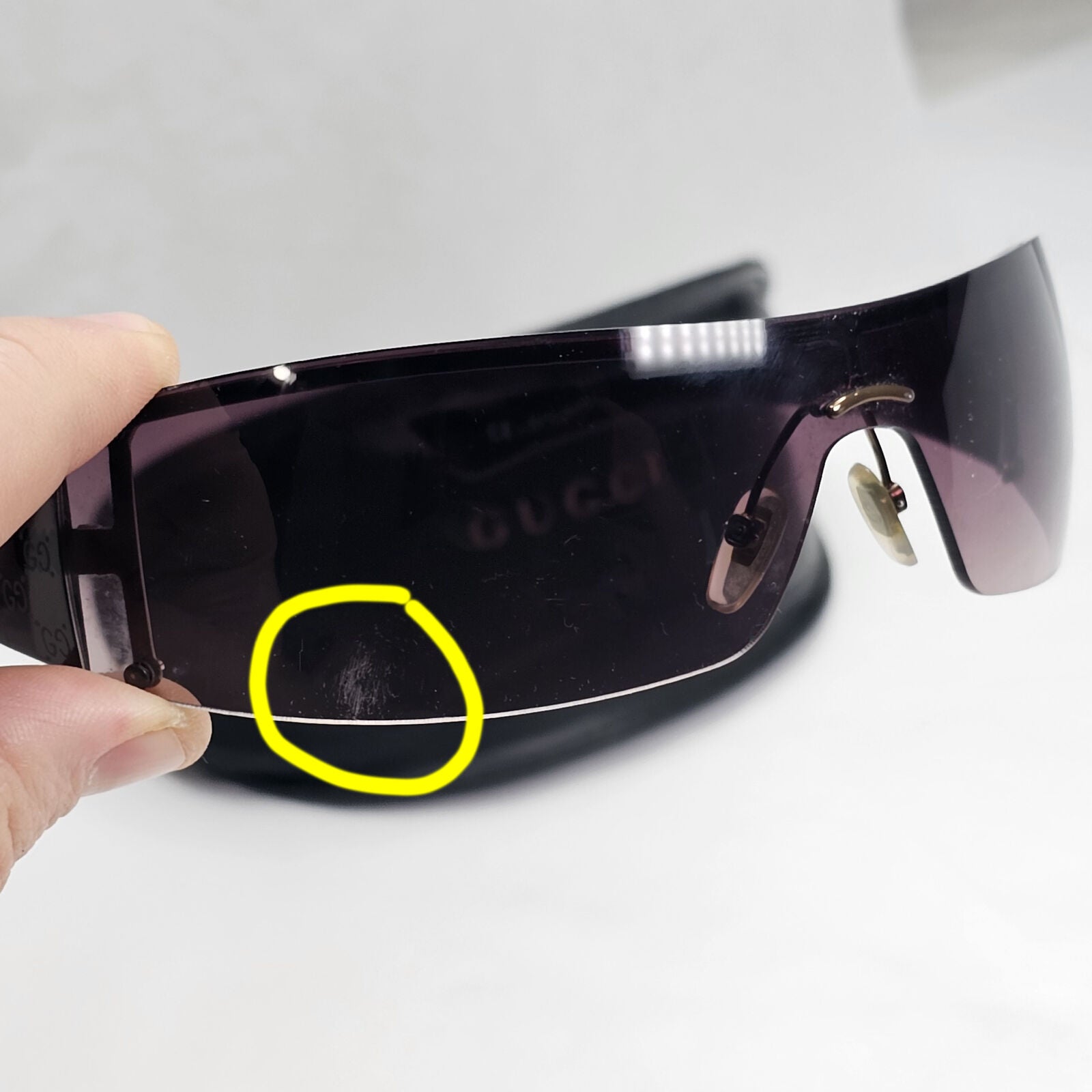 Gucci Monogram Sunglasses 2006 Vintage Shield Unisex Brown GG 1824 RHA94 191223