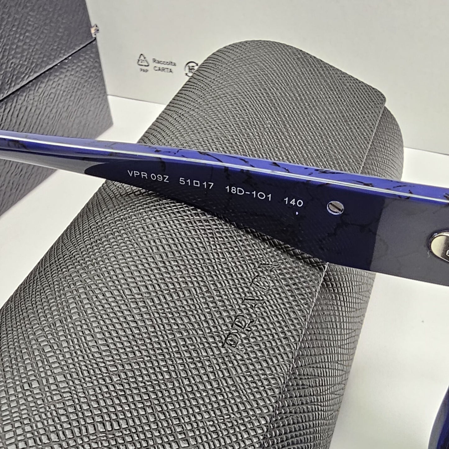Prada Sunglasses Blue Triangle Symbole Marble Square PR09ZV VPR 09Z 18D-1O1 51mm
