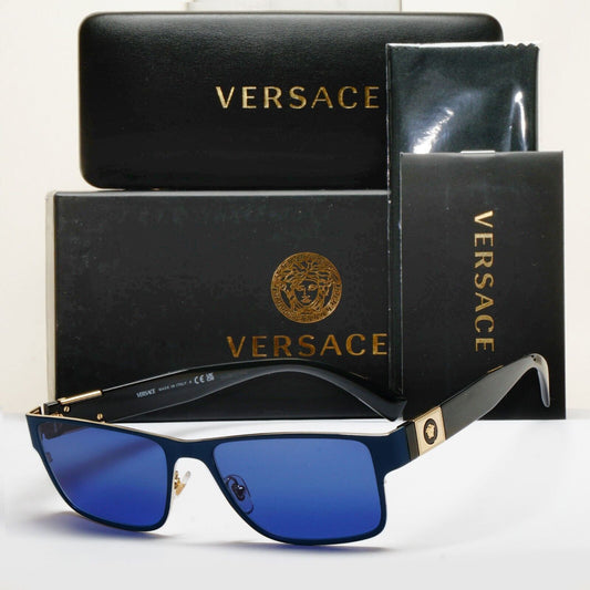 Versace Sunglasses Blue Black Gold Medusa Metal Square MOD 1274 1468 55mm [b]