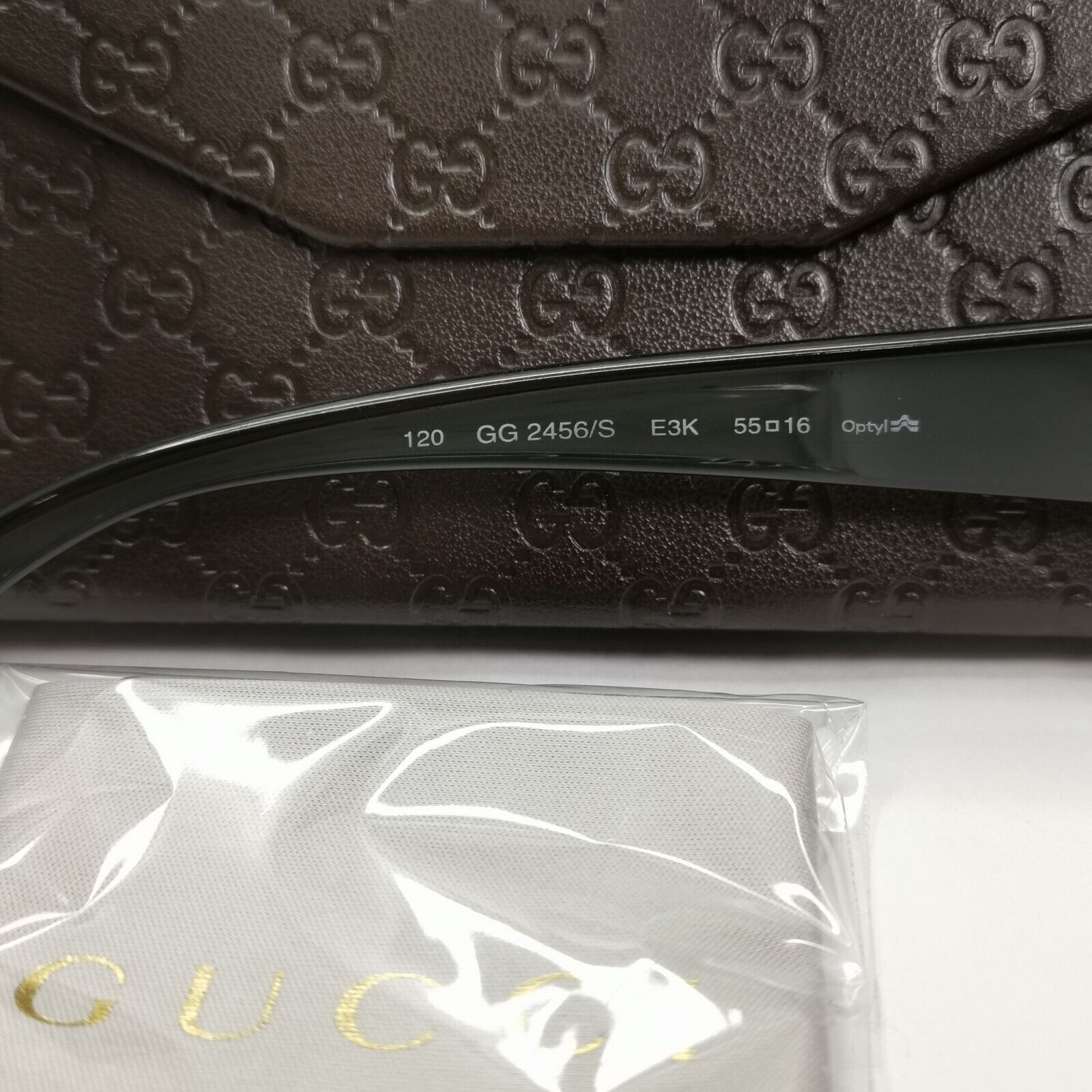 Gucci Sunglasses 1999 Vintage Brown Transparent Black GG 2456/S E3K 55mm 261024