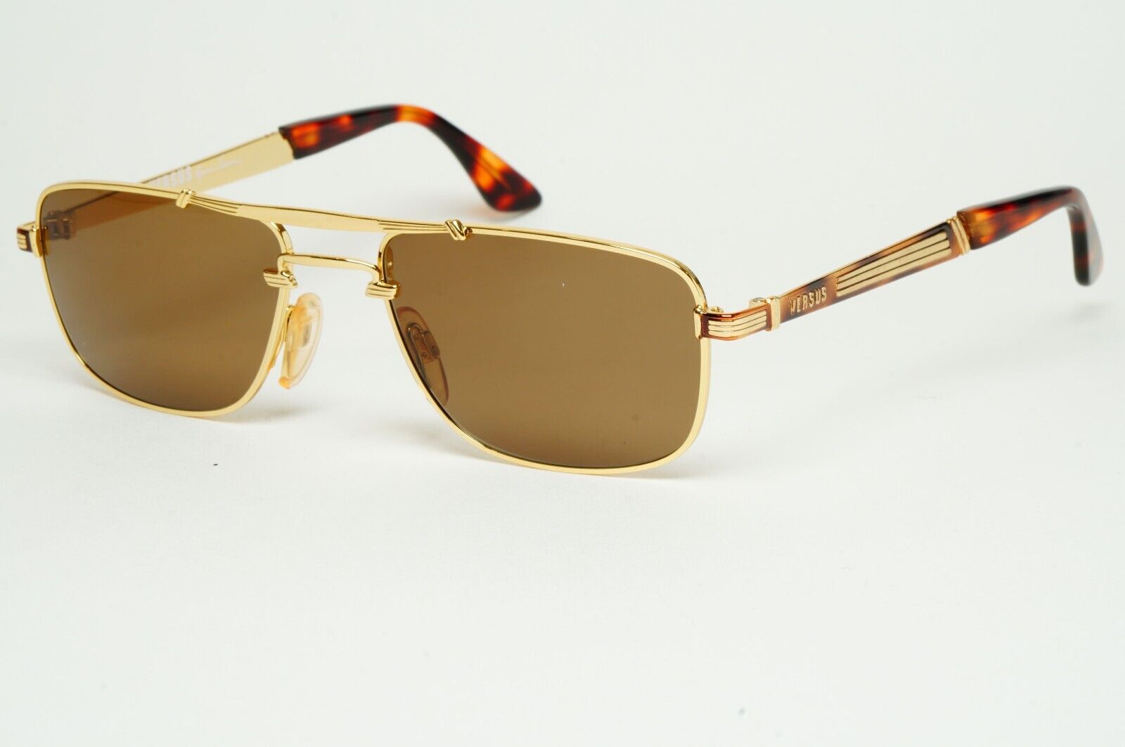 Versus Sunglasses 1996 by Gianni Versace Vintage Navigator Brown MOD F04 COL 32M